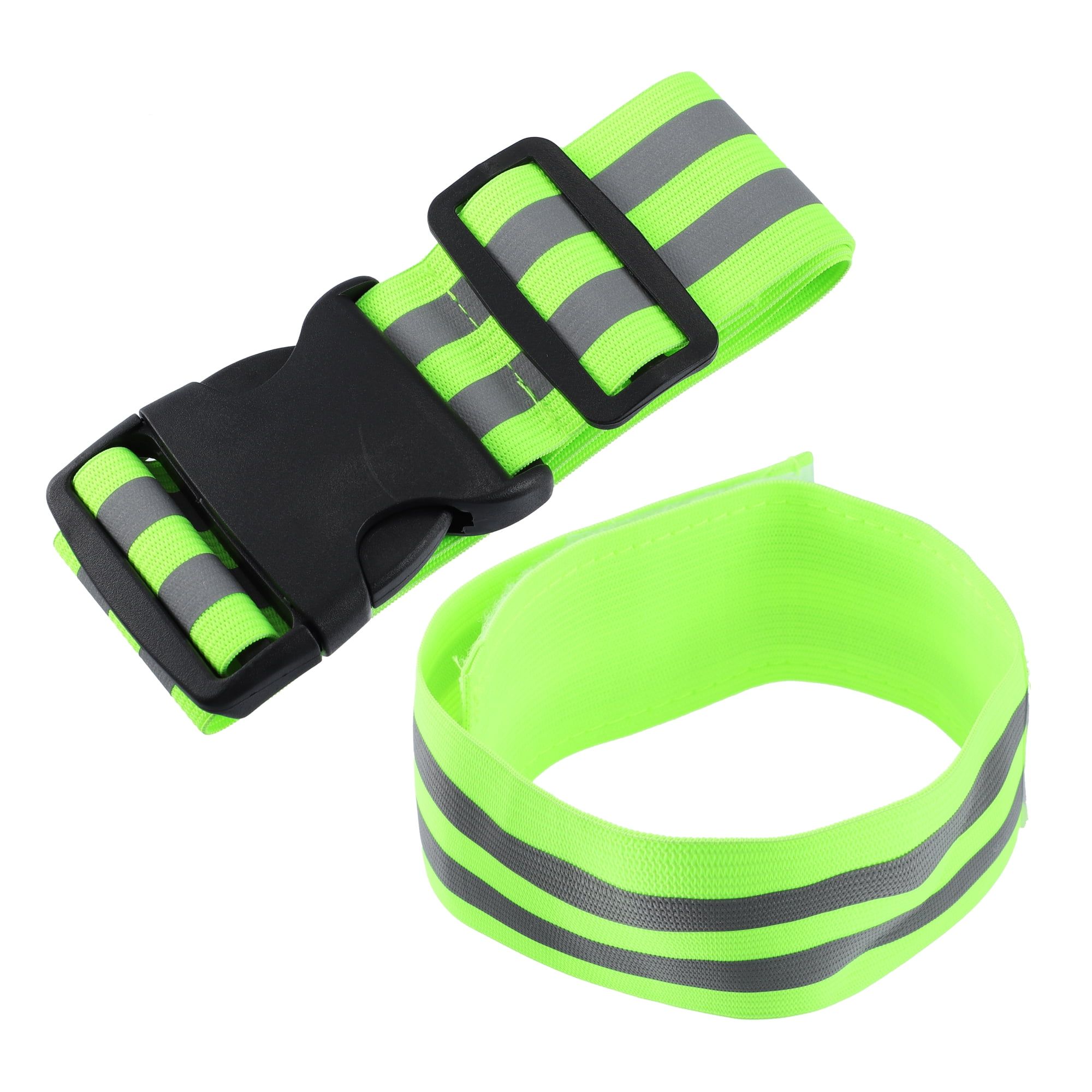 Unique Bargains Reflective Belt High Visibility Cycling at Night Green 3pcs