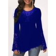 thumbnail image 1 of Chemises à Manches Longues en Dentelle pour Femmes, Col Rond, Blouses Irrégulières, 1 of 1