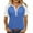 Blue, variant on Women's Tops Summer S-5XL Button Notch V Neck Color Block Shirts Tops Casual Drop Shoulder Comfy Blouse