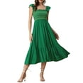 thumbnail image 2 of INSPIRE CHIC Women's Sundress Square Neck Ruffle Tiered Boho Midi Dress S Green, 2 of 6
