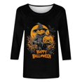 thumbnail image 5 of Heisall Womens Tops 3/4 Sleeve Round Neck Loose Casual Blouses Halloween Print Tshirts Festive Fashion 2025 New Arrival, 5 of 5