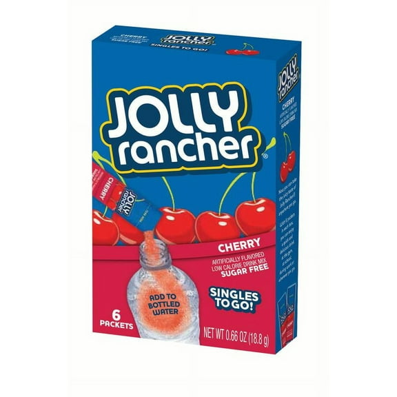 Jolly Rancher Singles To-Go Drink Mix, Cherry, .57 Oz, 6 Packets, 1 Count