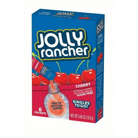 Jolly Rancher Singles To-Go Drink Mix, Cherry, .57 Oz, 6 Packets, 1 Count