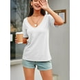 thumbnail image 6 of Women Large V-Neck Short Sleeve Bottoming Shirt, 6 of 7