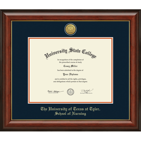 The University of Texas at Tyler School of Nursing Diploma Frame, Document Size 11" x 8.5"