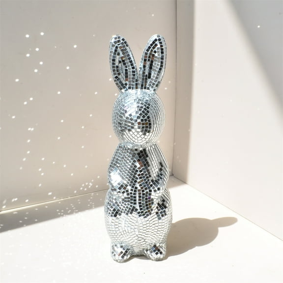 Modern Mirror Disco Ball,Disco Bunny Statue,Cool Reflective Light Mirror Balls for for DJ Club Party, Disco Rabbit Statues,Disco Dancing Party Decoration,Home Bunny Decor
