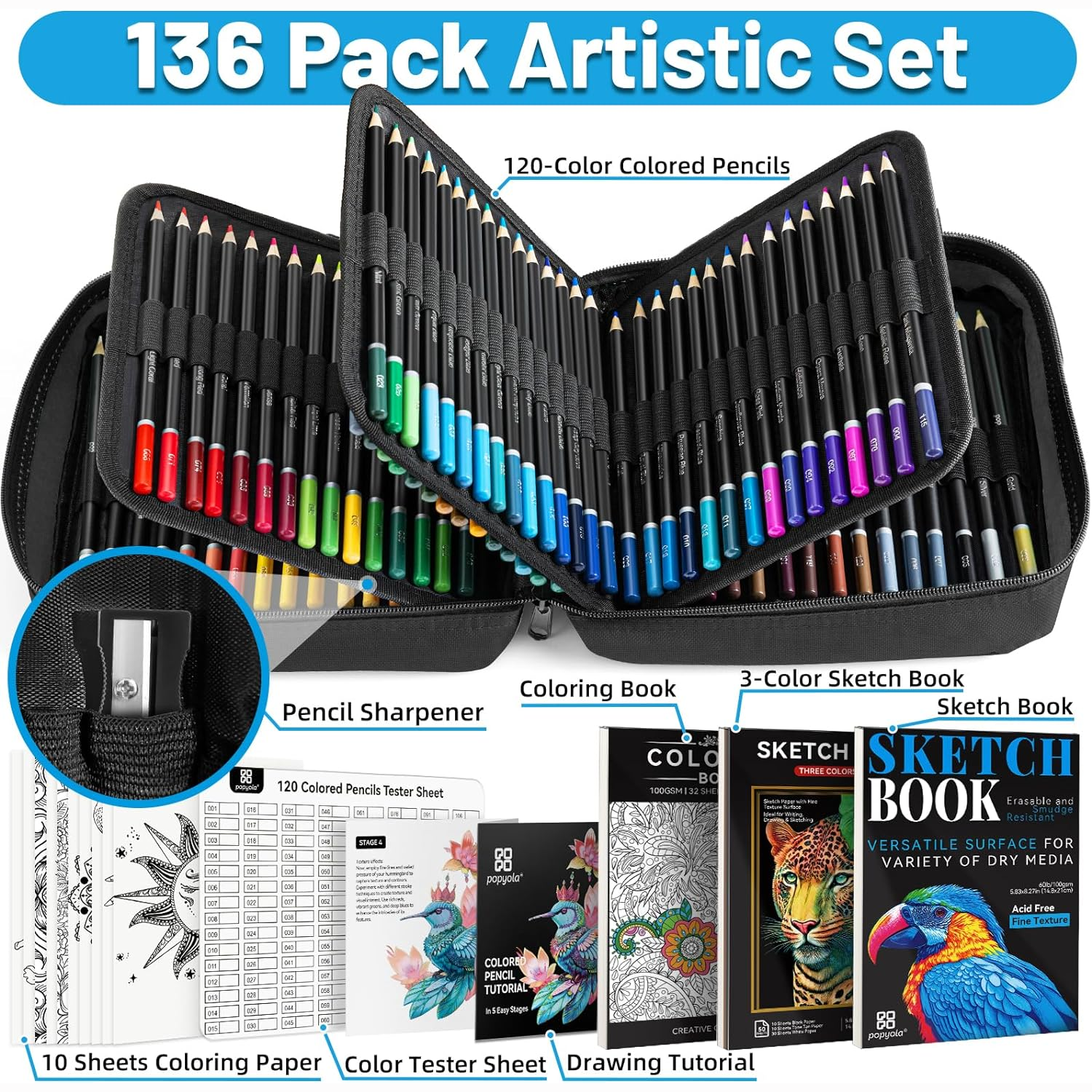 Vigorfun 136-Pack Colored Pencil Art Set photo 4