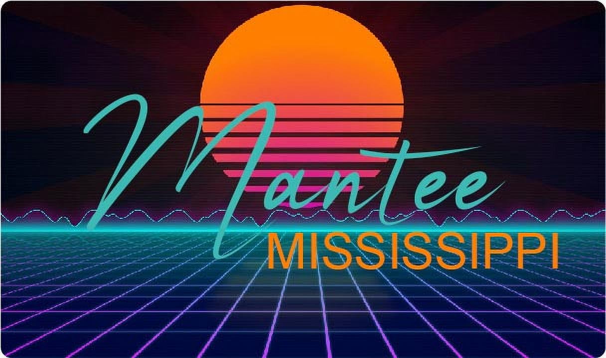 Mantee Mississippi 2 X 1.25Inch Vinyl Decal Stiker Retro Neon Design