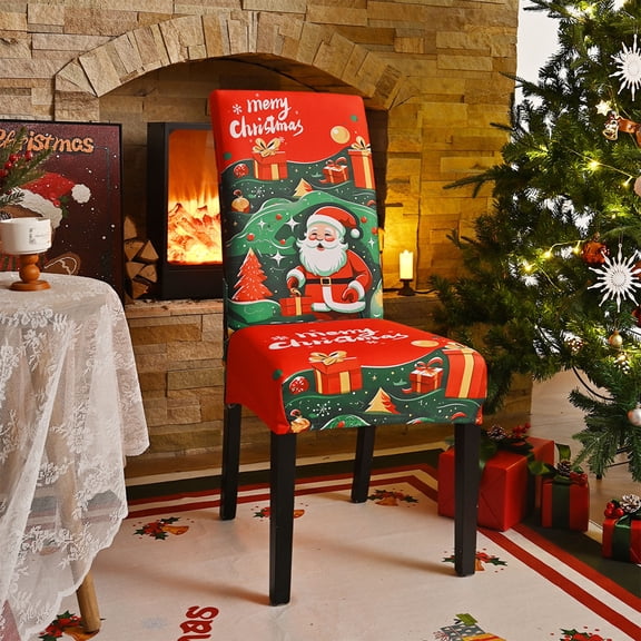 Nkmbld Christmas Dining Chair Covers, Stretch Chair Slipcovers Removable Washable Chair Protector Cover Christmas Decoration for Kitchen Hotel