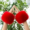 thumbnail image 1 of Mitaines Gants Rouges pour Femmes Manches Imitation Poignets d'Hiver avec Protecteurs de Poignets Épaissis comme des Peluches Chauds Coupe-Vent, 1 of 3