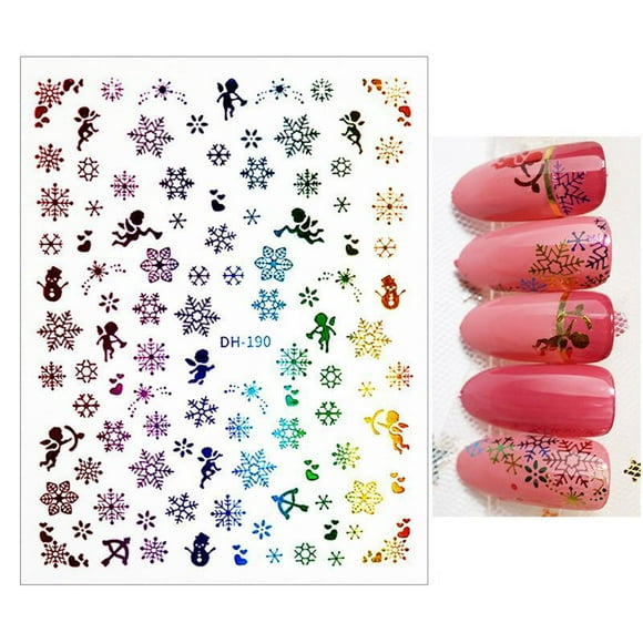 de Navidad para decoración de uñas, autoadhesivas para uñas, palillo de Navidad de de nieve para decoraciones de uñas de - DH-190 DH-190 Colorido Yinane Arte de uñas pegatinas