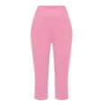 thumbnail image 4 of QATAINLAV Yoga Capris with Pockets for Women Crossover Athletic Workout Capri Sweatpants Solid Casual Straight Leg Cropped Leggings Pink XXXL Mothers Day Gifts, 4 of 7