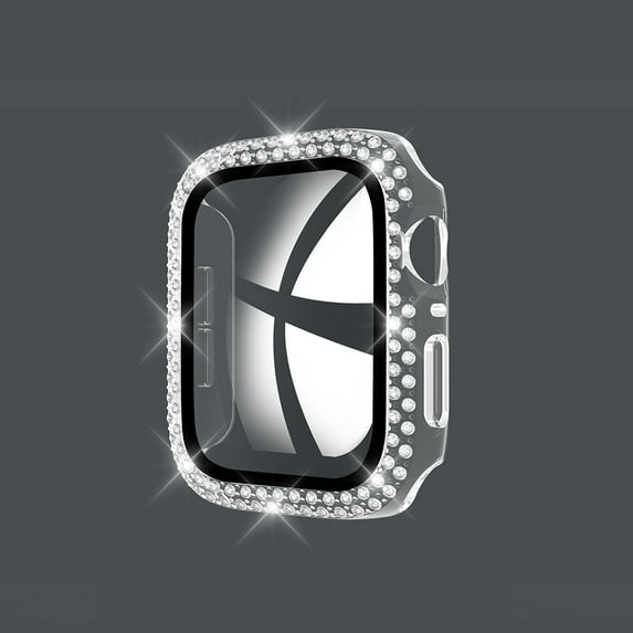 Sparkle Protect Exquisite Bling Snap-on Case with 0.3mm Tempered Glass Screen Protector for Apple Watch 45mm - Unmatched Glamour, Style, Elegance
