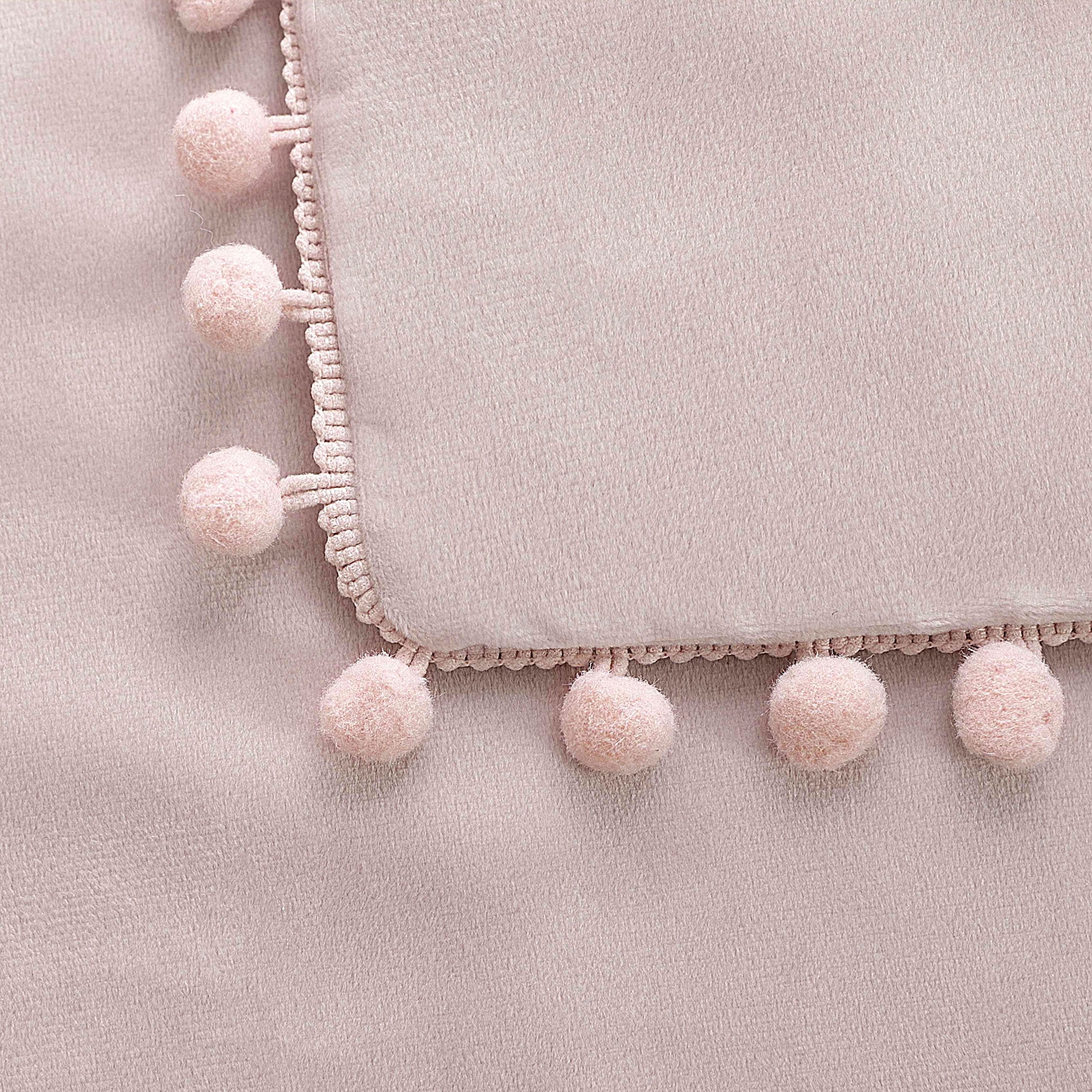 Unique Bargains Velvet Pillow Cover with Pompoms for Sofa 2PCS Pale Pink 16x16Inch