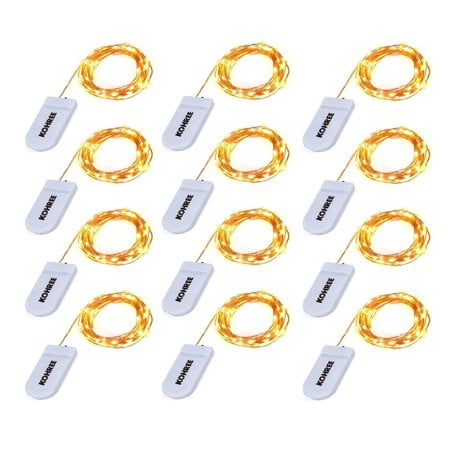 Led Battery Operated Timer String Lights Warm White Oak Leaf Battery Operated LED String Lights, 12pc 2m Copper Fairy Wire String 20 LED Light Silver Warm White ()