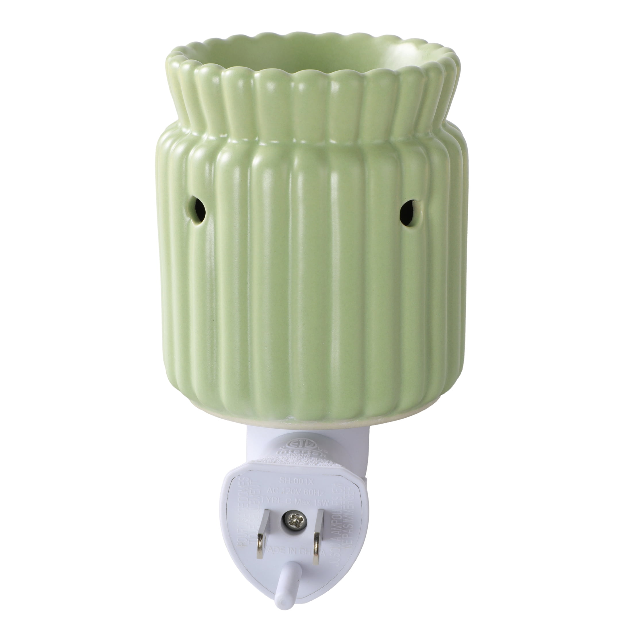Mainstays Ribbed Ceramic Wax Melt Plug-in Warmer, Olive Grove