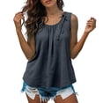 thumbnail image 2 of Tank Tops for Women Lightweight Cotton Linen Scoop Neck Loose Fit Ruffle Flowy Sleeveless Shirt Summer Outfits, 2 of 3