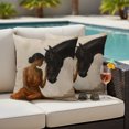 thumbnail image 4 of Women Outdoor Waterproof Throw Pillow Covers 24x24 Set of 2, Farmhouse Black Horse Country Rustic Decorative Pillowcases Cushion Pillowcase for Couch Sofa Patio Outside Pillow Protector, 4 of 9