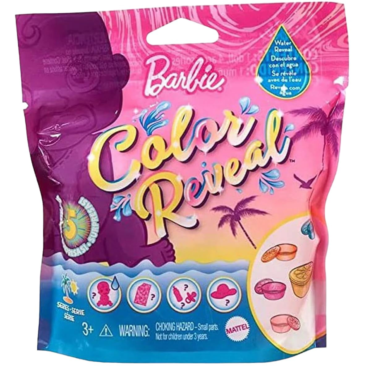 Barbie Color Reveal Baby Doll Sand & Sun Series (Bundle of 3) | 5 Surprise Reveals per Doll, Floatable Fruit Case & Accessories, Ages 3–9
