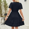 thumbnail image 3 of Zpanxa Elegant Flutter Sleeve Dress Women Cross V Neck Ruffle Hem A Line Sleeveless Cocktail Party Dress, 3 of 4