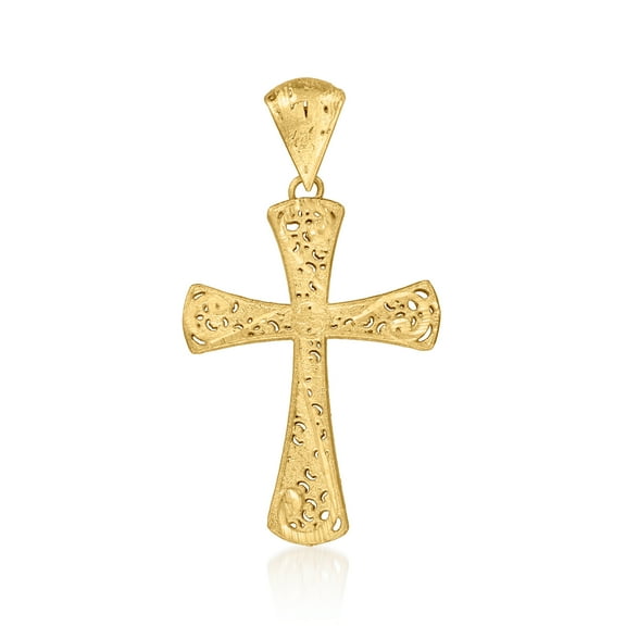 Ross-Simons Italian 18kt Gold Over Sterling Filigree Cross Pendant, Women's, Adult