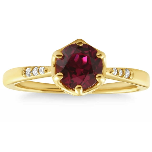Pompeii 3/4Ct Ruby & Diamond Ring 10k Yellow Gold Lab Grown (F/G,VS2-SI1)