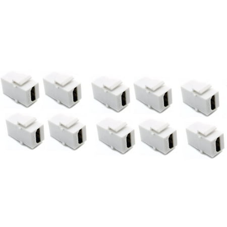 RiteAV HDMI 2.0 White Keystone Adapter Coupler Female to Female (10 Pack)