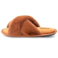 thumbnail image 2 of DANNTO Women's Slippers Cross Band Soft Plush Furry Open Toe House Shoes Indoor Warm Comfy Cozy Bedroom Flats Slide, 2 of 8