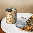 thumbnail image 3 of 12oz Coffee Tumblers Beige Sunflower Handwriting Pattern Stainless Steel Vacuum Insulated Travel Tumbler Coffee Cups Mug with Lid and Straw with Cleaning Brush for Cold & Hot Drinks, 3 of 5