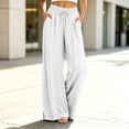 thumbnail image 2 of Liuinsasek Wide Leg Pants for Women Fashion Solid-Color Casual Elastic-Waist Drawstring Split Hem for A Stylish Look Lounge Pants, 2 of 7