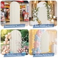 thumbnail image 6 of Sage Green Striped Arch Backdrop Cover, Spandex Fitted Wedding Arch Cover, Modern Farmhouse Green Stripes Round Top Stand Covers for Birthday Ceremony Bridal Shower Party Decor 6.6x3.3 Ft, 6 of 9