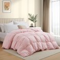 thumbnail image 5 of Peace Nest All-Season Medium Warmth White Goose Down Comforter with Premium Fabric Pink Twin, 5 of 5