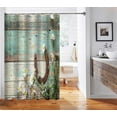 thumbnail image 5 of Farmhouse Shower Curtain, Spring Flowers White Daisy Botanical Country Vintage Teal Brown Barn Wood Western Rustic Bathroom Decor, Waterproof Fabric Shower Curtain, 72 X 72 Inch, Horseshoe, 5 of 6