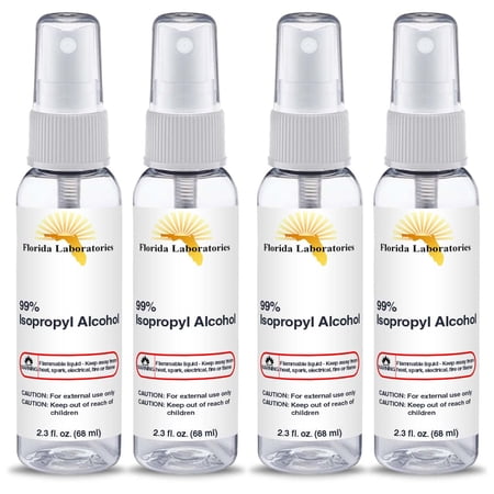 Isopropyl Alcohol Pure 99%, Pack of 4 Bottles of 2oz