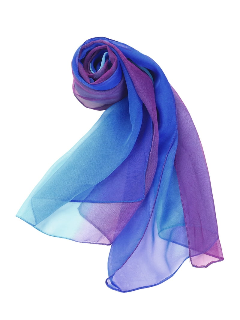 Unique Bargains Long Chiffon Lightweight Scarf Gradient