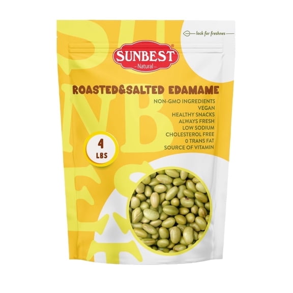 Dry Roasted Edamame with Sea Salt – 4 Pound Bulk Bag by Sunbest Natural – Lightly Salted, Protein-Packed & Gluten-Free – Kosher, Vegan, Keto, Paleo
