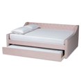 thumbnail image 6 of Bowery Hill Contemporary Velvet Upholstered Queen Size Daybed w/ Trundle in Pink, 6 of 9