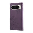 thumbnail image 5 of ELEHOLD Case for Google Pixel 9A, Flower Embossed Flip Leather Wallet Phone Case with 3 Card Slots & Wrist Strap,Darkpurple, 5 of 7