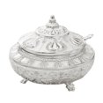 thumbnail image 3 of Azucarero de Metal, recipiente para condimentos, lata de sal, cuenco para dulces, 14x14cm con cuchara, tarro para granos de café para decoración de Plateado, 3 of 10