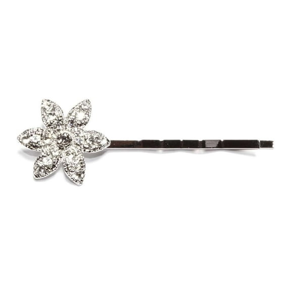 Athra Women's Flower Hair Pin, Metal Clear Crystal,OS - US