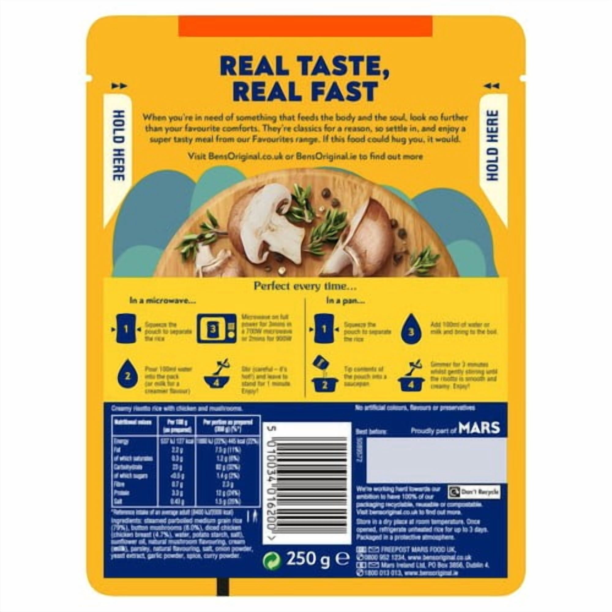 Ben's Original Favourites Risotto Ready Meal Chicken and Mushrooms 250g, British Import (Pack of 2)