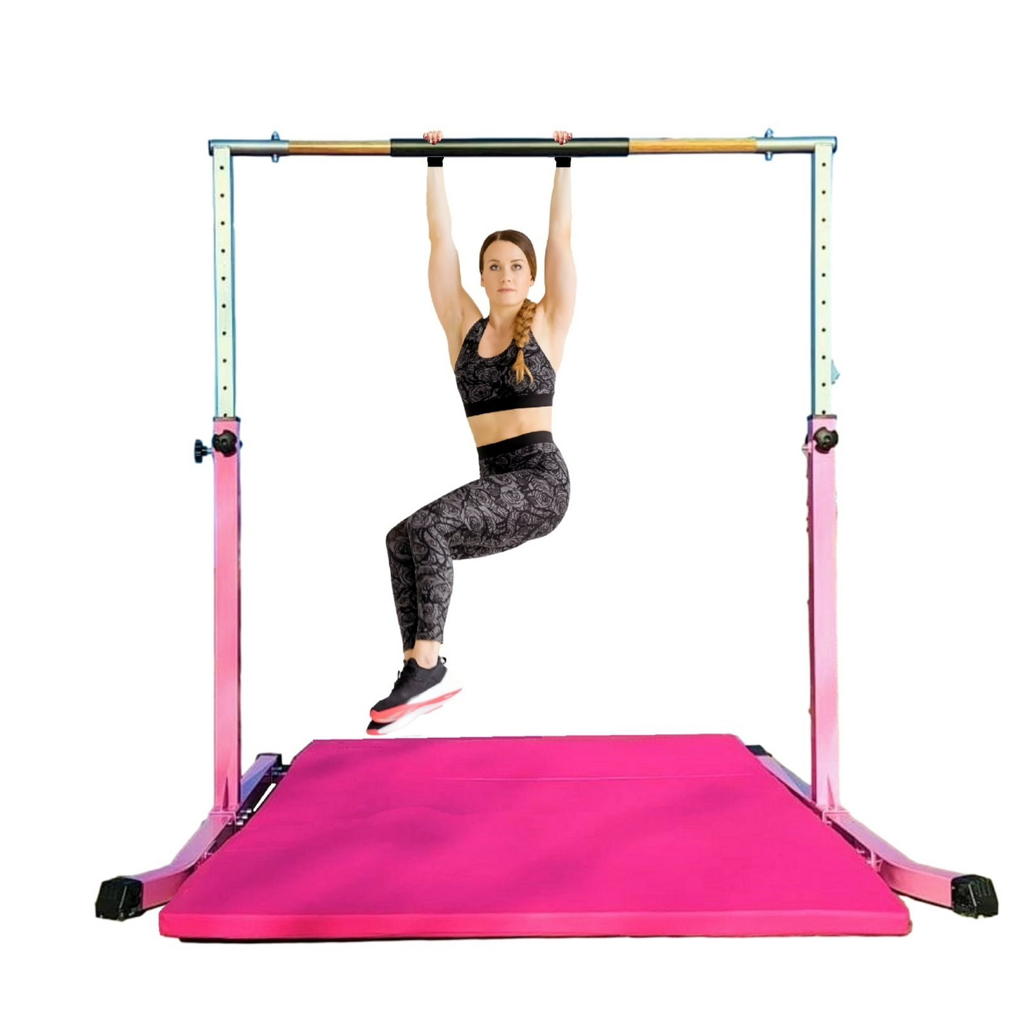 Toykraft Gymnastics Kip Bar For Kids With 6 x 4 Tumble Mat Adjustable Height 3 To 5 Ft Premium Steel Junior Training Gymnastic Bar Home Gym Horizon