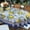 Blue-lemon, variant on Blue Outdoor Tablecloth with Umbrella Hole for Oval Table, Waterproof Lemon Patio Table Cloth with Zipper - 60 x 102 inches