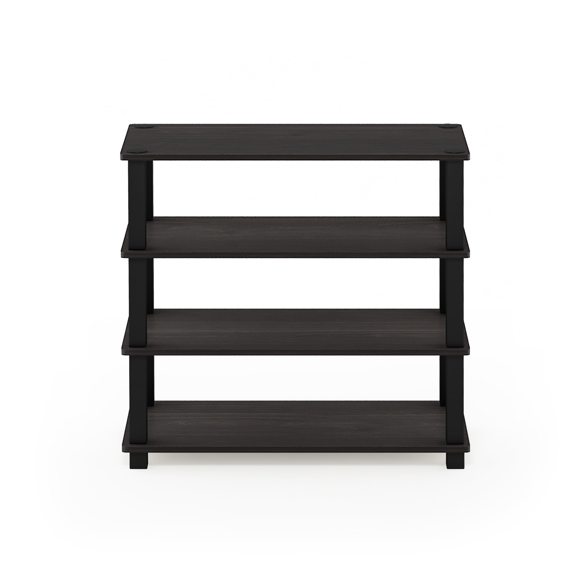 Furinno 4-Tier Turn-S-Tube No-tools Durable Shoe Rack, Plastic and Wood, Red and Black