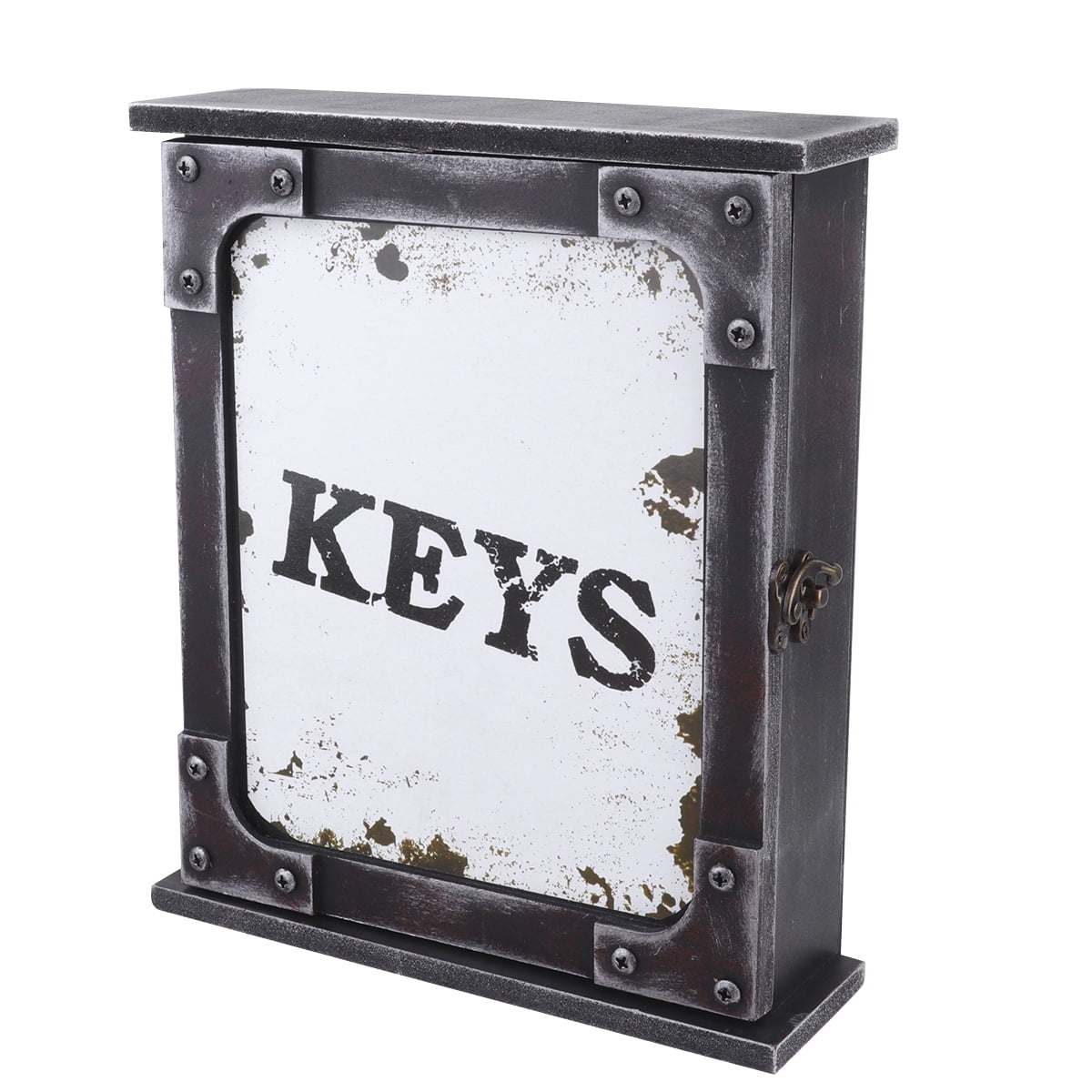 Masteelf Wall Mounted Wooden Key Holder Box with Distressed European Finish, White Hanging Organizer for Keys and Small Items, 1 Set