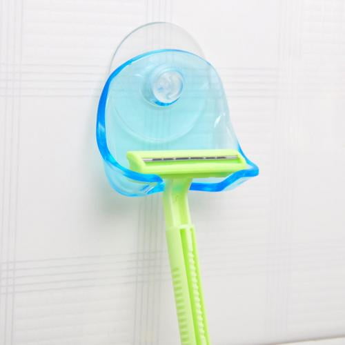 Plastic Super Suction Cup Razor Rack Bathroom Shower Razor Organizer Holder 