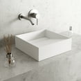 thumbnail image 5 of VIGO Starr Modern White Matte Stone 15 in. L x 15 in. W x 5 in. H Square Vessel Bathroom Sink, 5 of 9