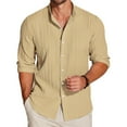 thumbnail image 2 of Huresd Men's Lightweight Casual Button Down Shirts Textured Business Dress Shirts Khaki L, 2 of 5
