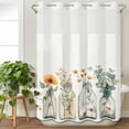 thumbnail image 3 of Spring Floral No Hook Shower Curtain Waterproof, Bathroom Curtains with Snap in Liners and See Through Top Window, Eucalyptus Leaf Summer Botanical Hotel Style Bathtub Curtains Shower 48"Wx72"L, 3 of 8
