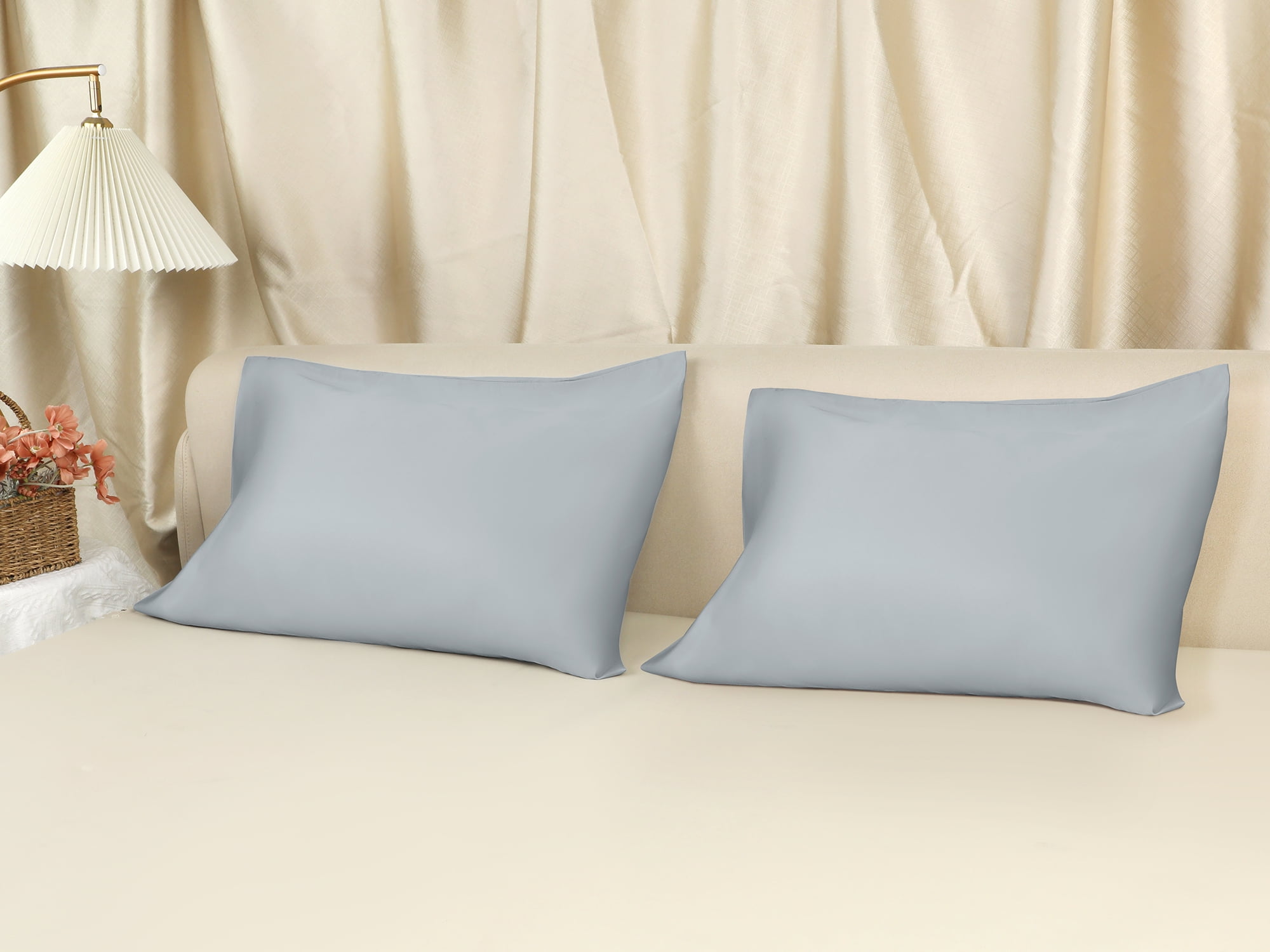 Unique Bargains Satin Pillow Case Cooling Pillowcases with Envelope Closure Queen Gray